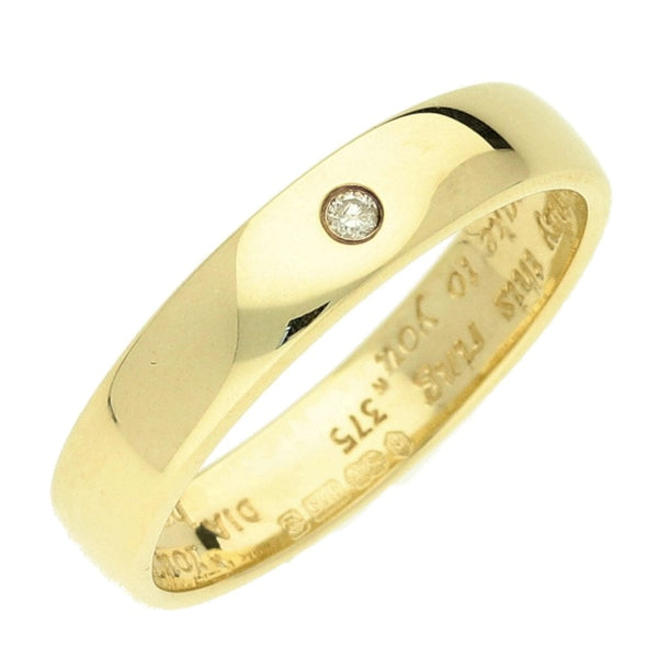 9ct D Shape Diamond Wedding Ring - 4mm - L - 2.6g