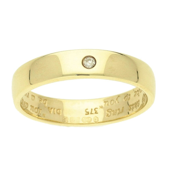 9ct D Shape Diamond Wedding Ring - 4mm - L - 2.6g