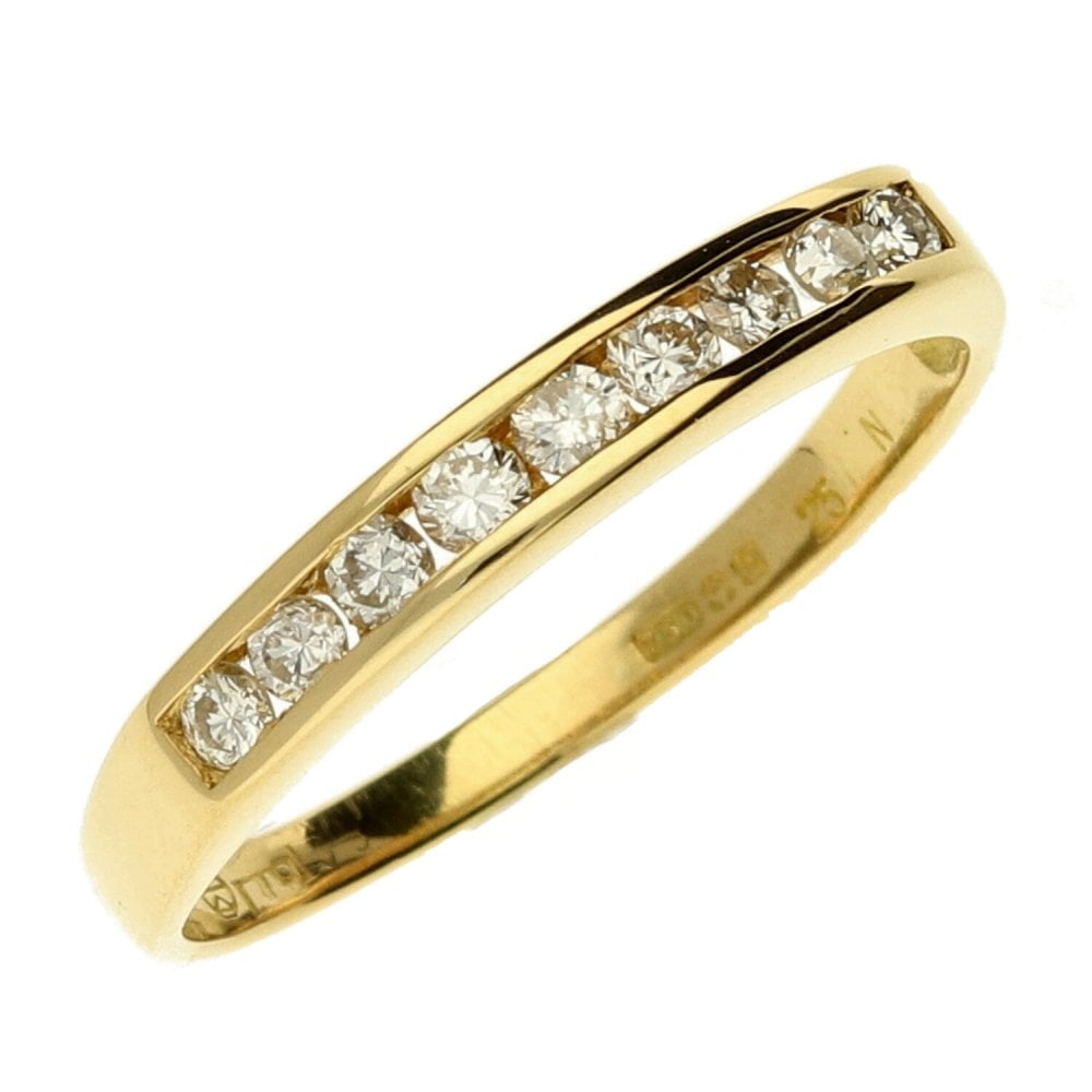 18ct Yellow Gold Half Eternity Ring - Size M - 0.25ct