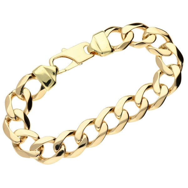 9ct Yellow Gold Gents Curb Bracelet- 9Inches