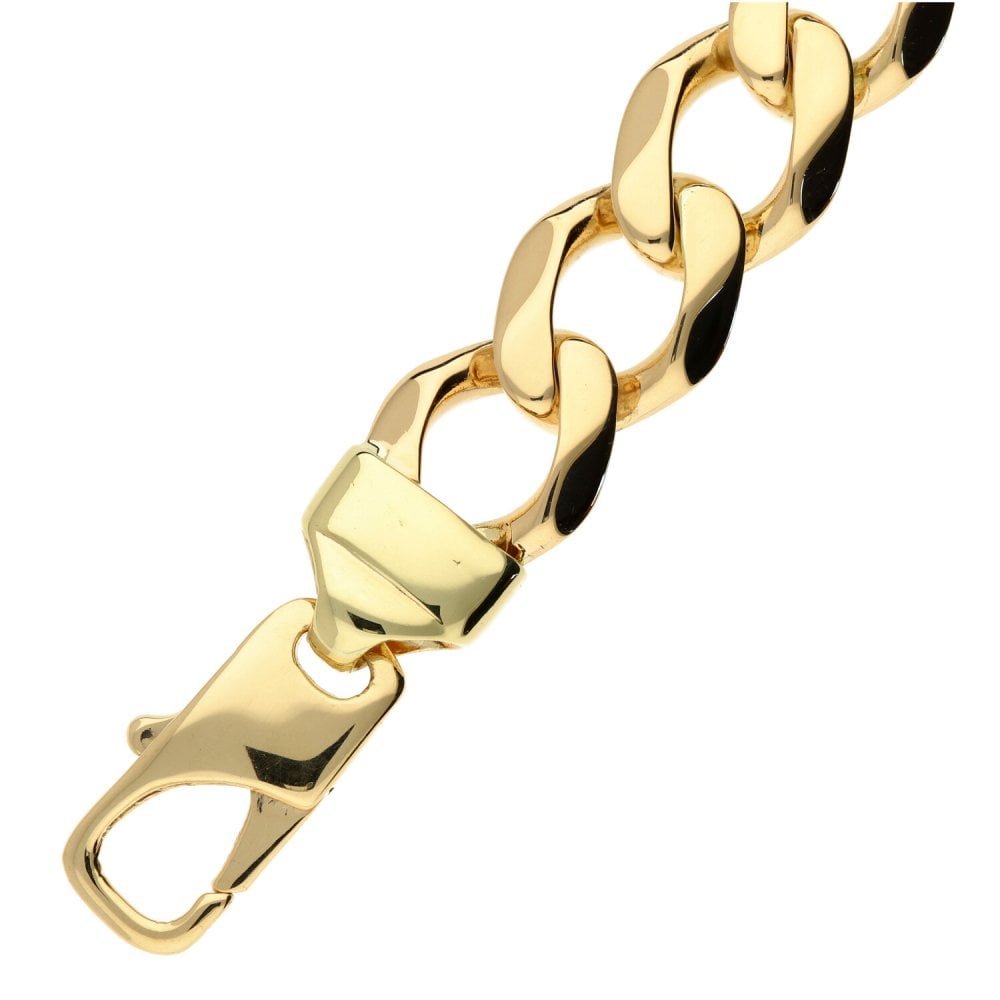 9ct Yellow Gold Gents Curb Bracelet- 9Inches