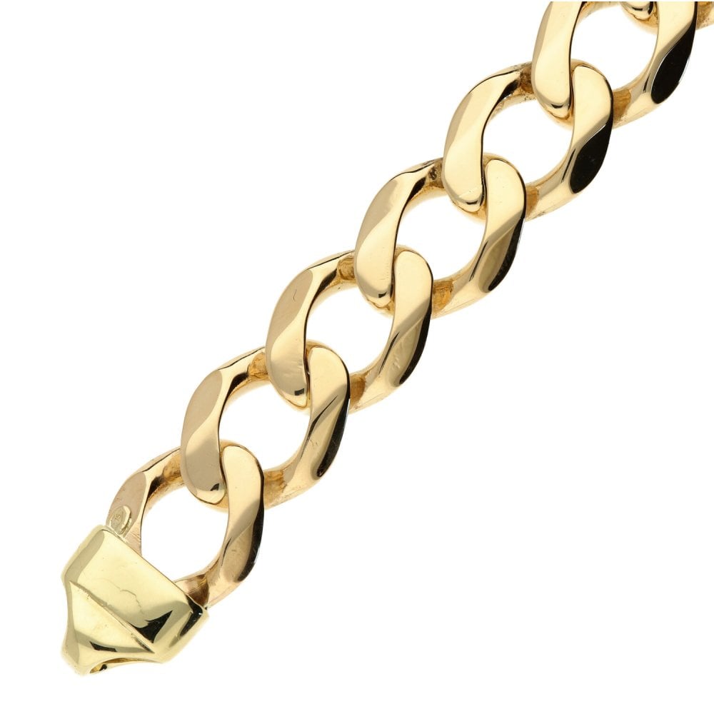 9ct Yellow Gold Gents Curb Bracelet- 9Inches