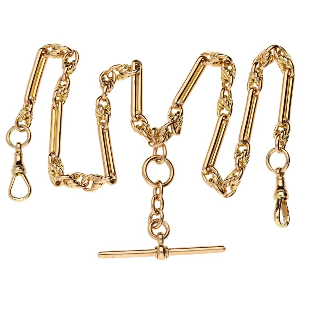9ct Rose Gold Graduated Double Albert bracelet