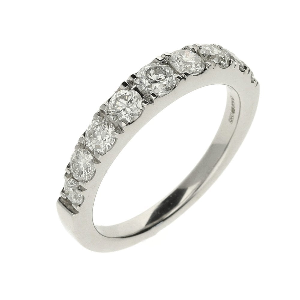 9ct White Gold Half Eternity Ring Size N