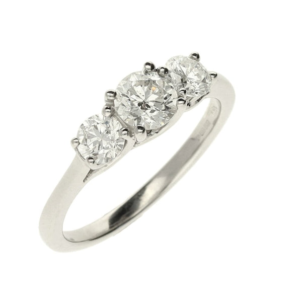 9ct White Gold Diamond Trinity Ring - Size L - 1.00ct