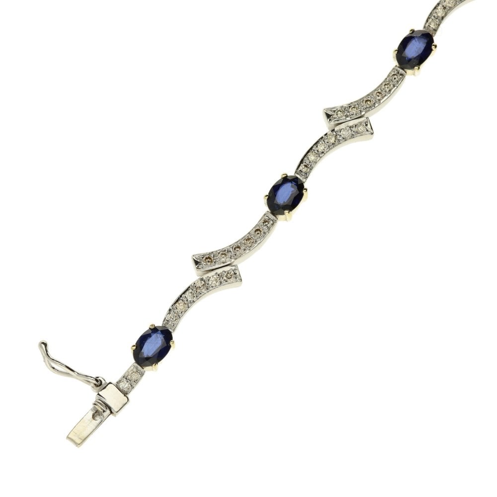 14ct Gold Diamond & Sapphire Bracelet