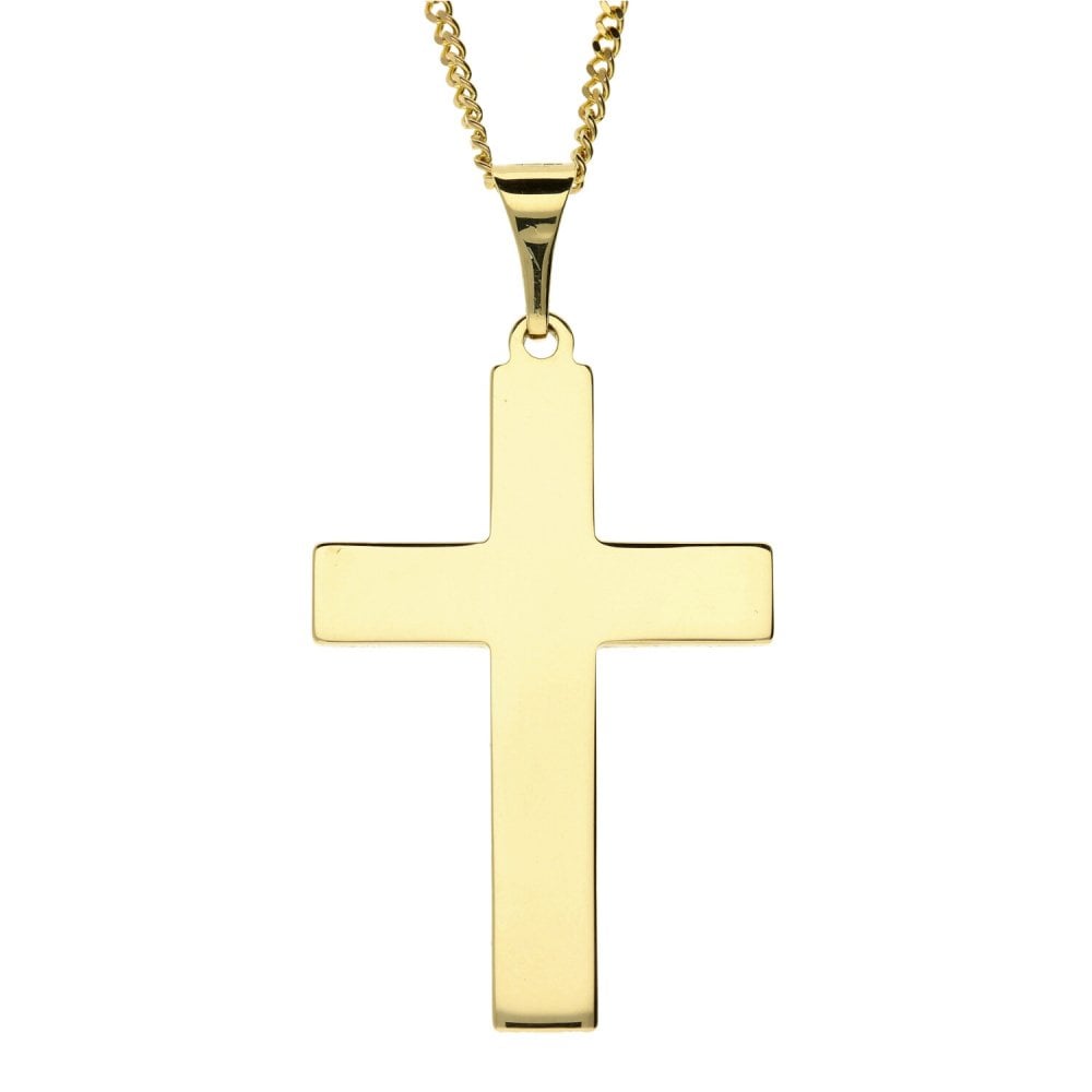 9ct Yellow Gold  Cross And Curb Chain- 22inches