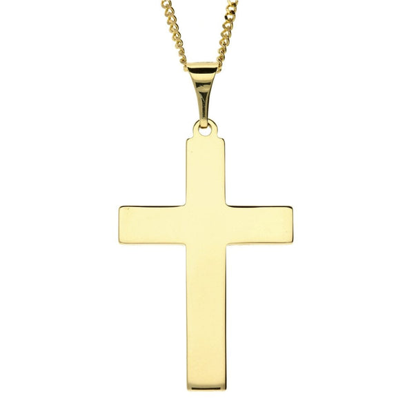 9ct Yellow Gold  Cross And Curb Chain- 22inches