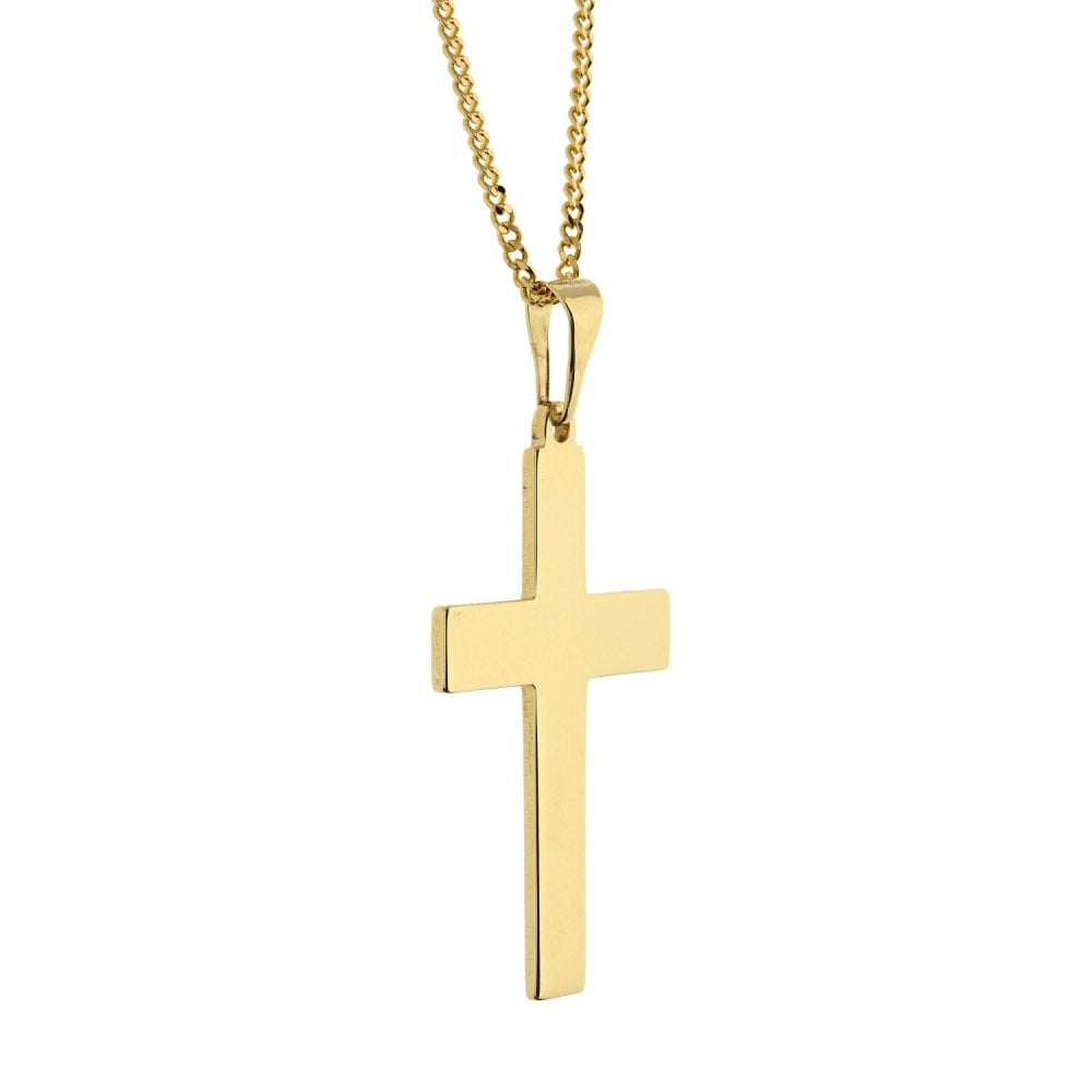 9ct Yellow Gold  Cross And Curb Chain- 22inches
