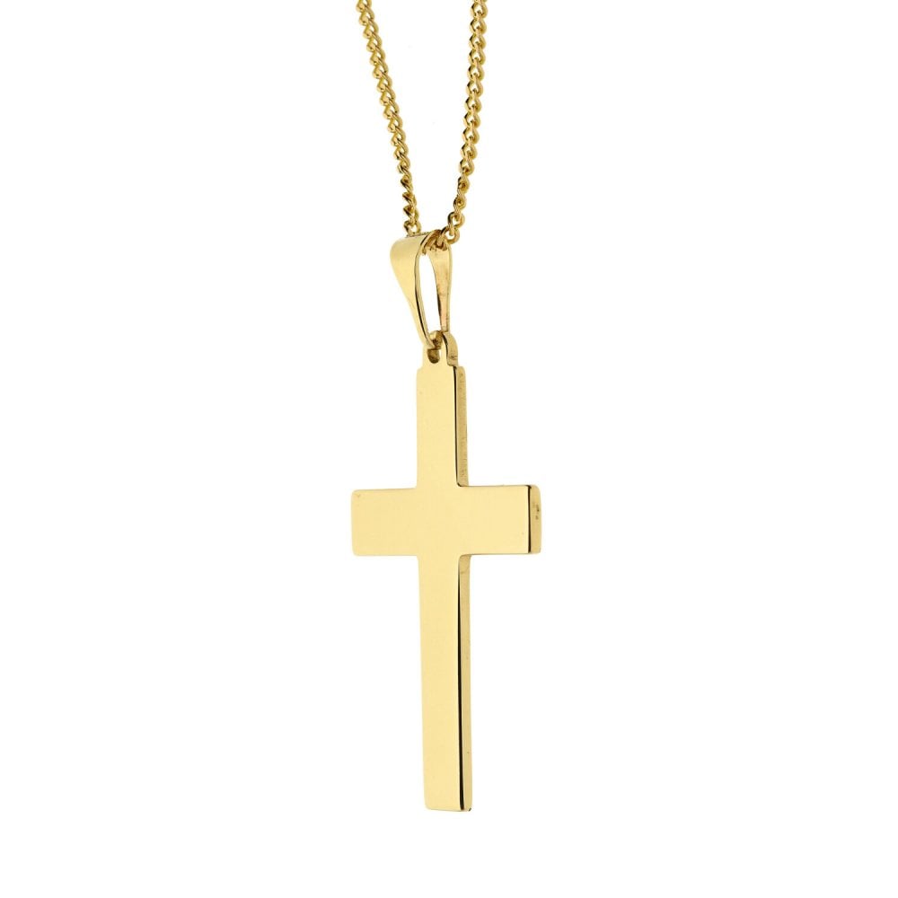 9ct Yellow Gold  Cross And Curb Chain- 22inches