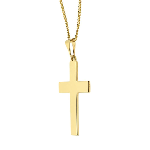 9ct Yellow Gold  Cross And Curb Chain- 22inches