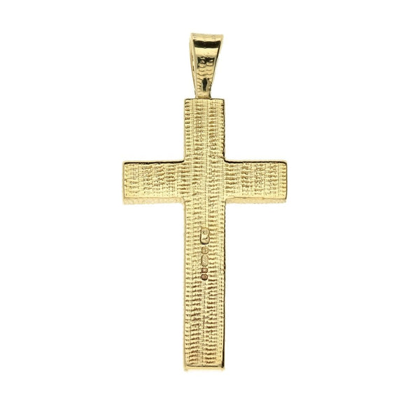 9ct Yellow Gold Patterned Cross Pendant