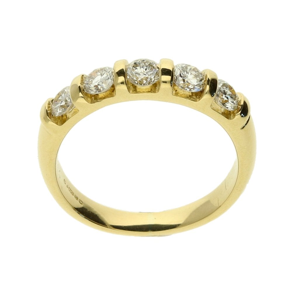18ct Yellow Gold 5-Stone Diamond Ring- Size H1/2