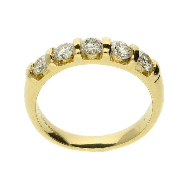 18ct Yellow Gold 5-Stone Diamond Ring- Size H1/2