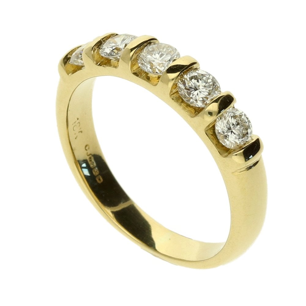18ct Yellow Gold 5-Stone Diamond Ring- Size H1/2