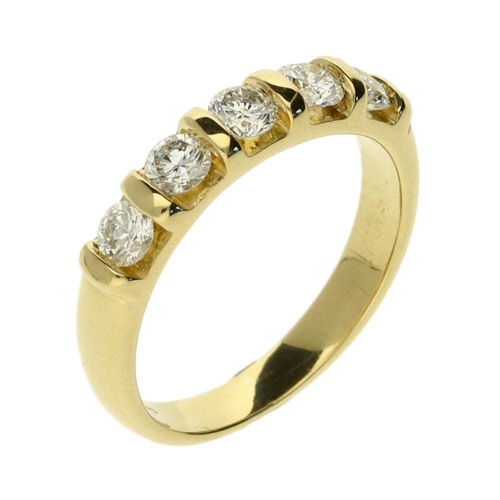 18ct Yellow Gold 5-Stone Diamond Ring- Size H1/2