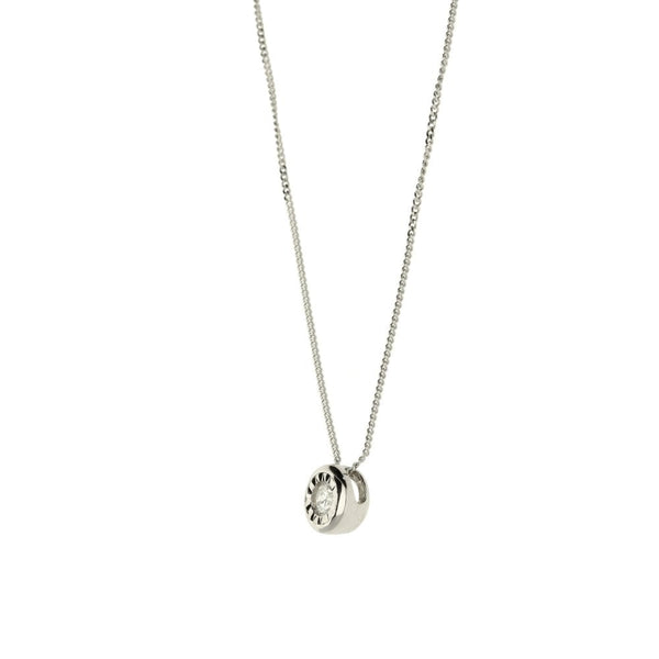 9ct White Gold Ladies Diamond Pendant & Necklace-18Inches