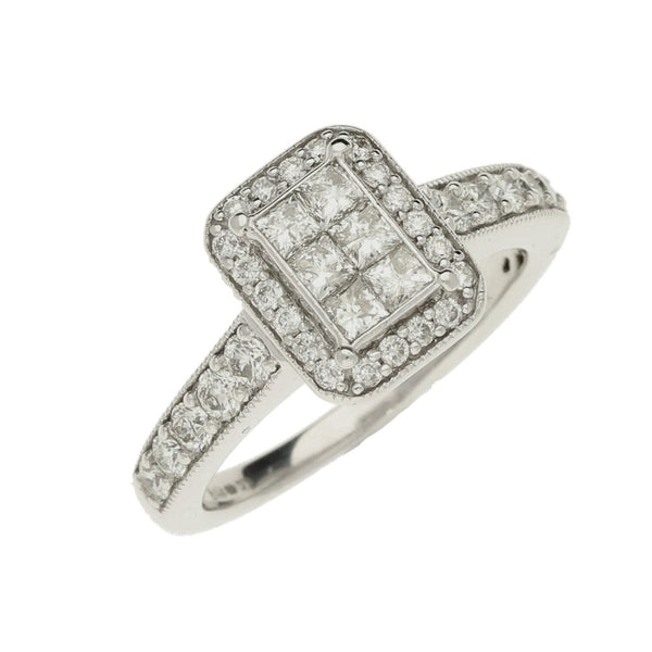 9ct Diamond Cluster Ring-Size L