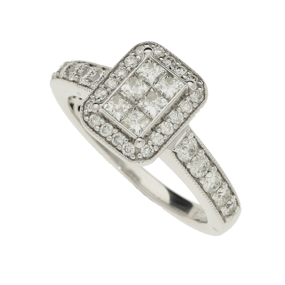 9ct Diamond Cluster Ring-Size L