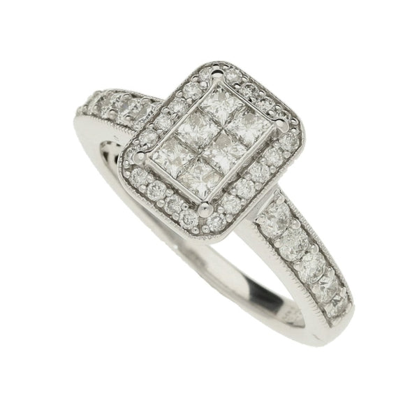 9ct Diamond Cluster Ring-Size L