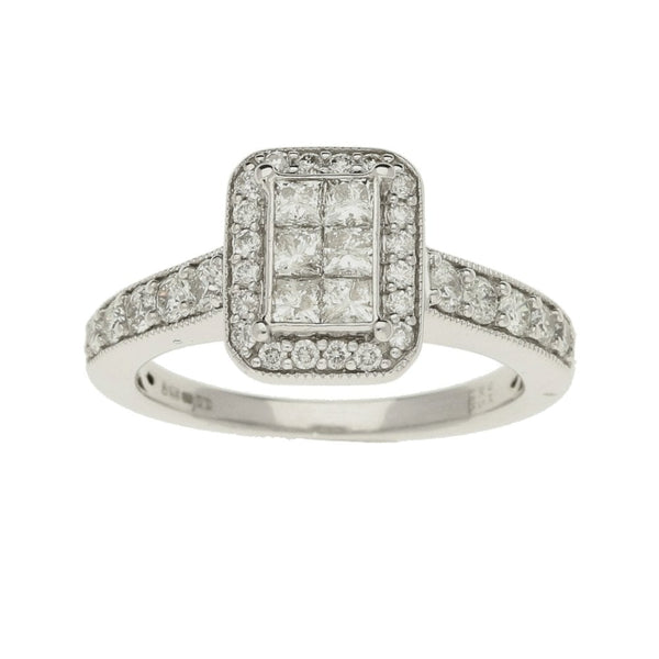 9ct Diamond Cluster Ring-Size L