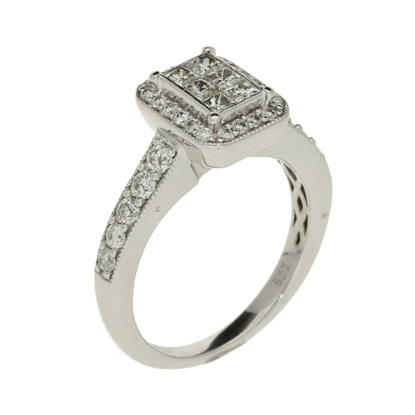 9ct Diamond Cluster Ring-Size L