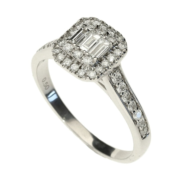 9ct White Gold Cluster Diamond Ring- Size N