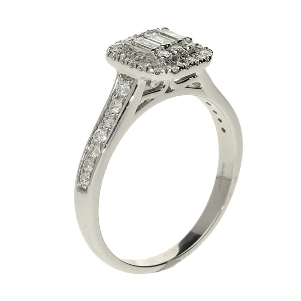 9ct White Gold Cluster Diamond Ring- Size N