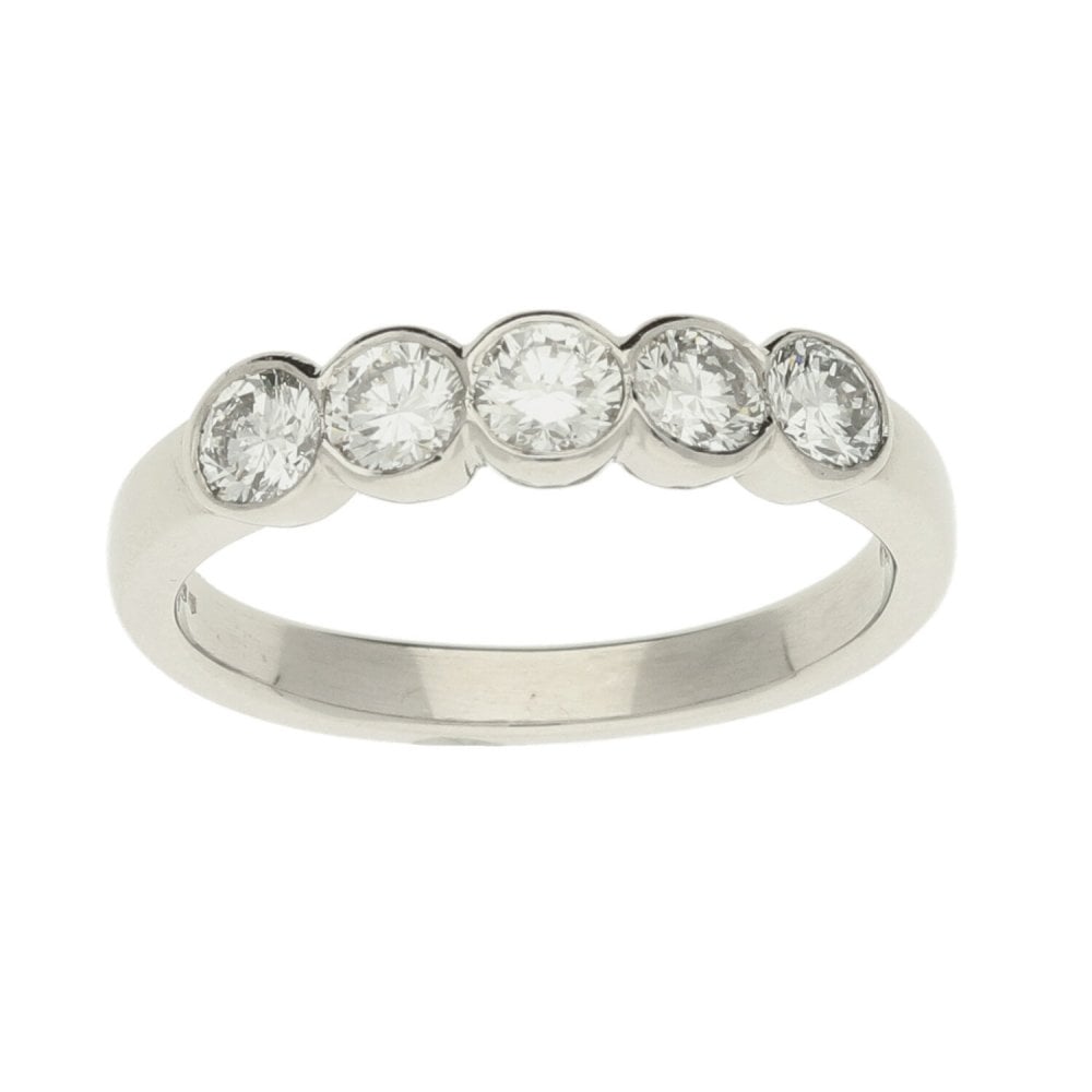 Platinum 5-Stone Half Eternity Diamond Ring-Size N