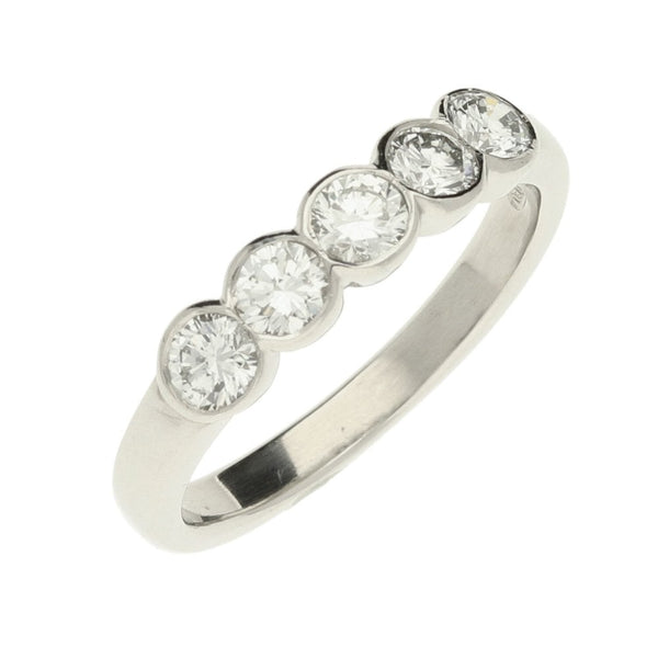 Platinum 5-Stone Half Eternity Diamond Ring-Size N