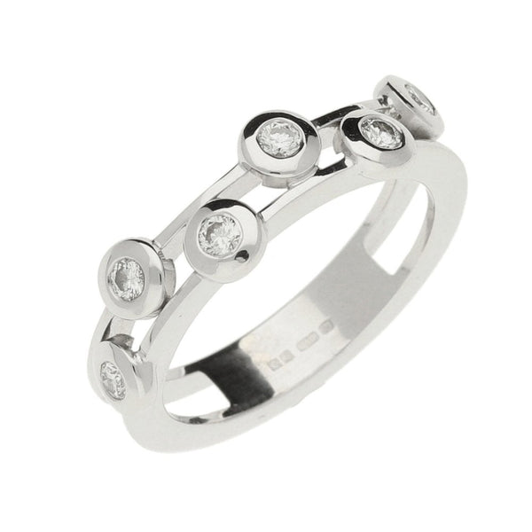 18ct White Gold Diamond Scatter Ring- Size L