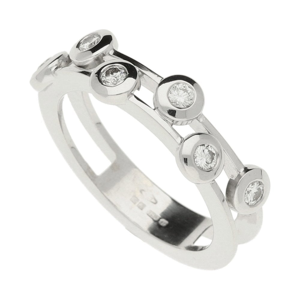 18ct White Gold Diamond Scatter Ring- Size L