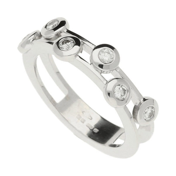 18ct White Gold Diamond Scatter Ring- Size L
