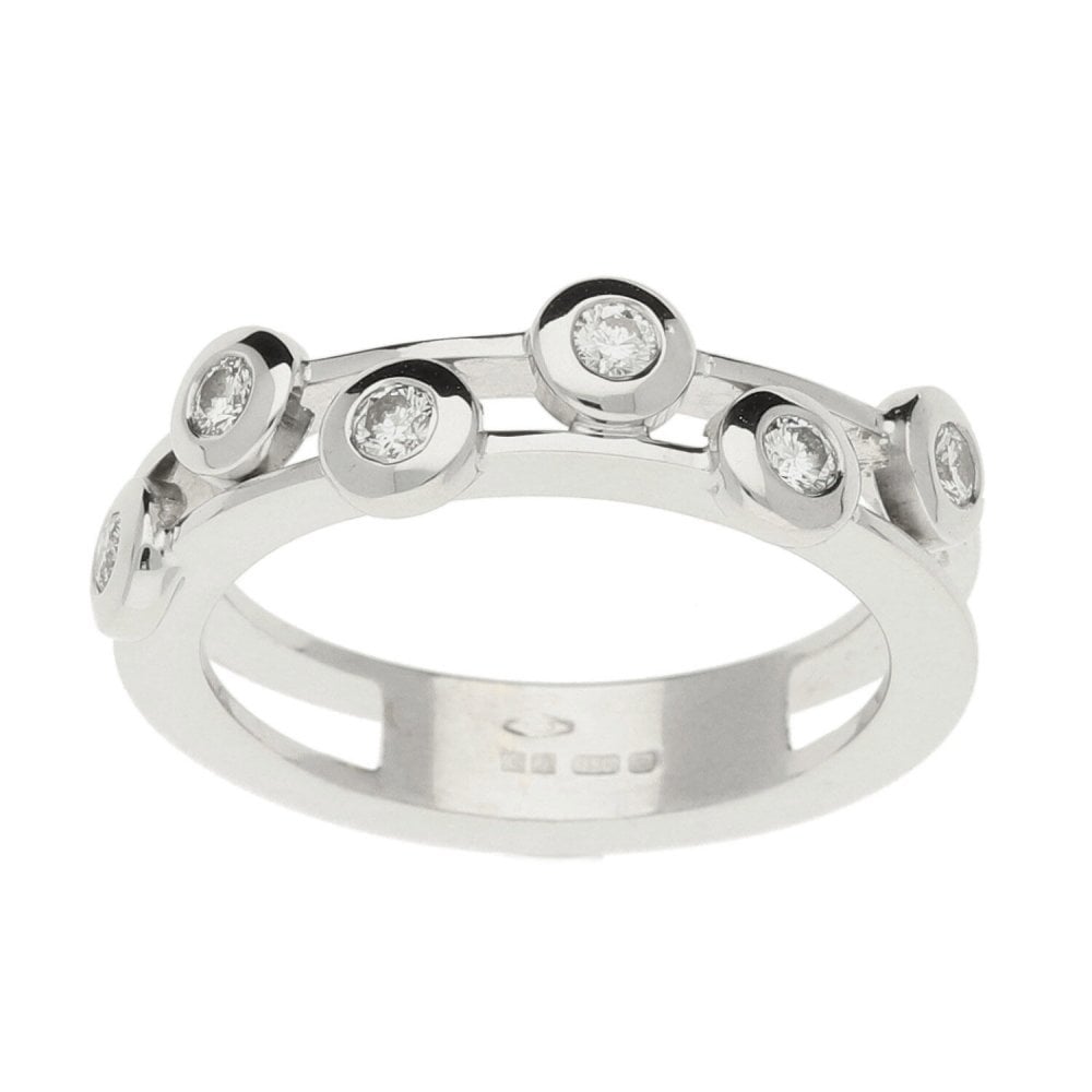 18ct White Gold Diamond Scatter Ring- Size L
