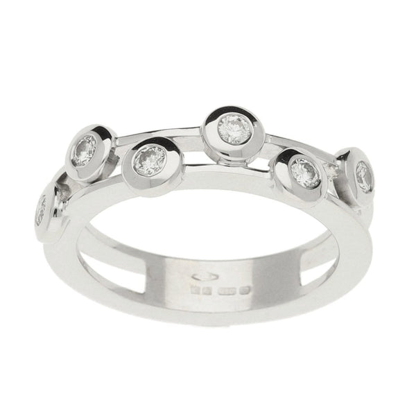 18ct White Gold Diamond Scatter Ring- Size L