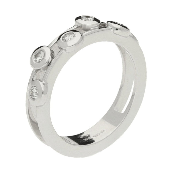 18ct White Gold Diamond Scatter Ring- Size L