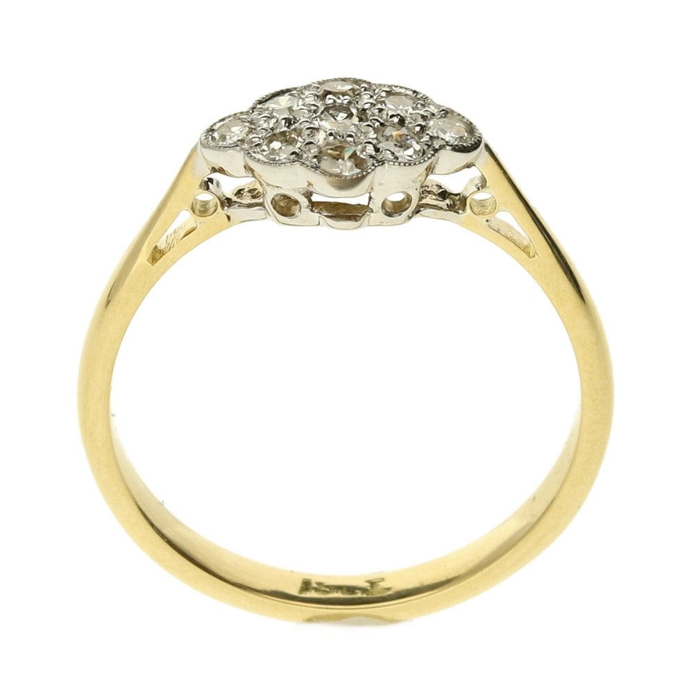 Ladies 18ct Yellow Gold Diamond Cluster Ring - Size L½