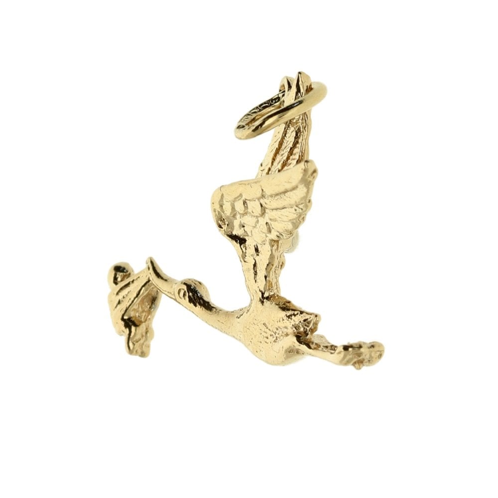 9ct Yellow Gold Stork & Baby Charm
