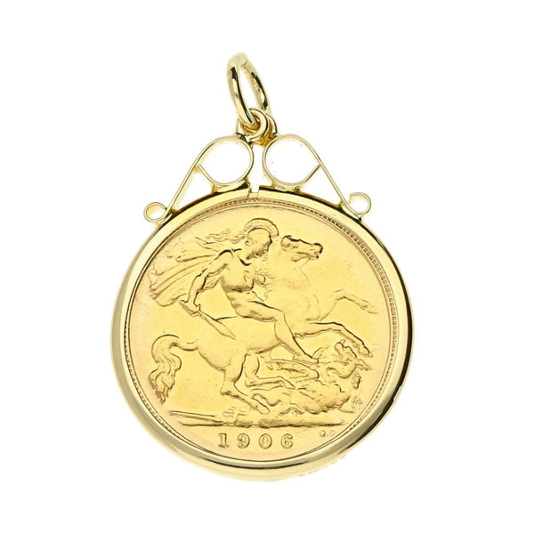 9ct Yellow Gold Half Sovereign 1906 Pendant