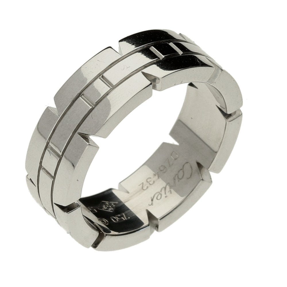 18ct White Gold Cartier Tank Française Ring - Size K½ - 9.5g