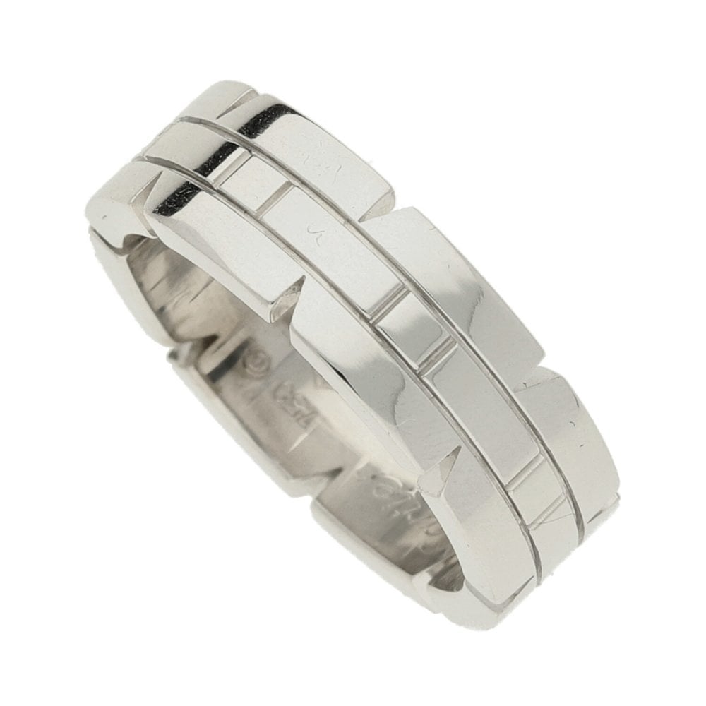 18ct White Gold Cartier Tank Française Ring - Size K½ - 9.5g