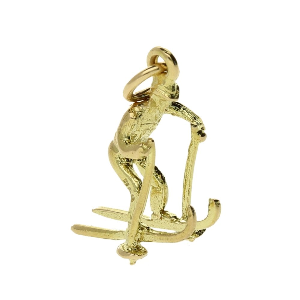 9ct Yellow Gold Skier Charm - 1.1g