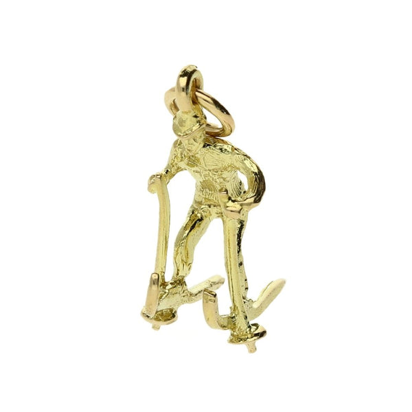 9ct Yellow Gold Skier Charm - 1.1g