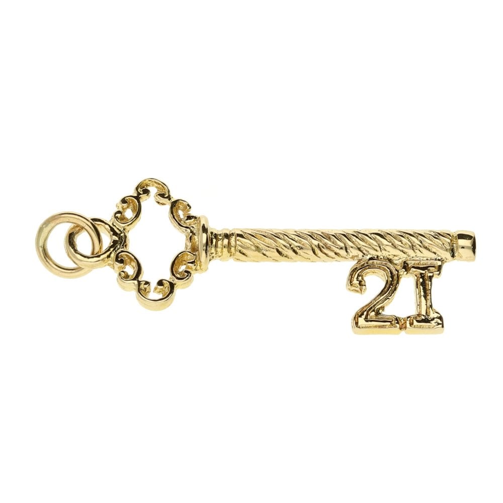 9ct Yellow Gold 21st Key Charm - 1.8g