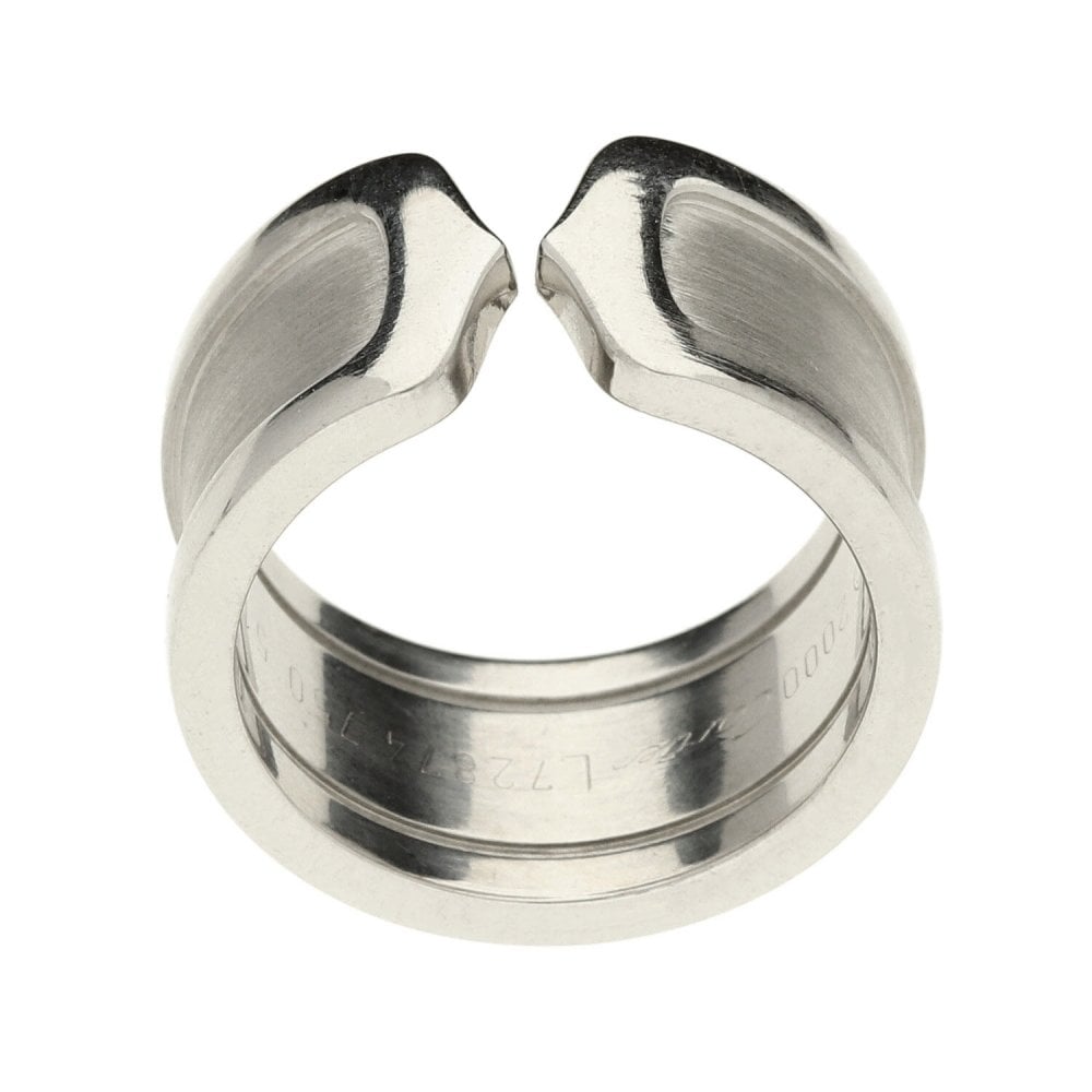 18ct White Gold Cartier C de Cartier Ring - Size K½ - 12.8g