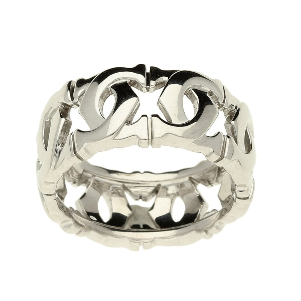 18ct White Gold Cartier C de Cartier Ring - Size J - 6.4g