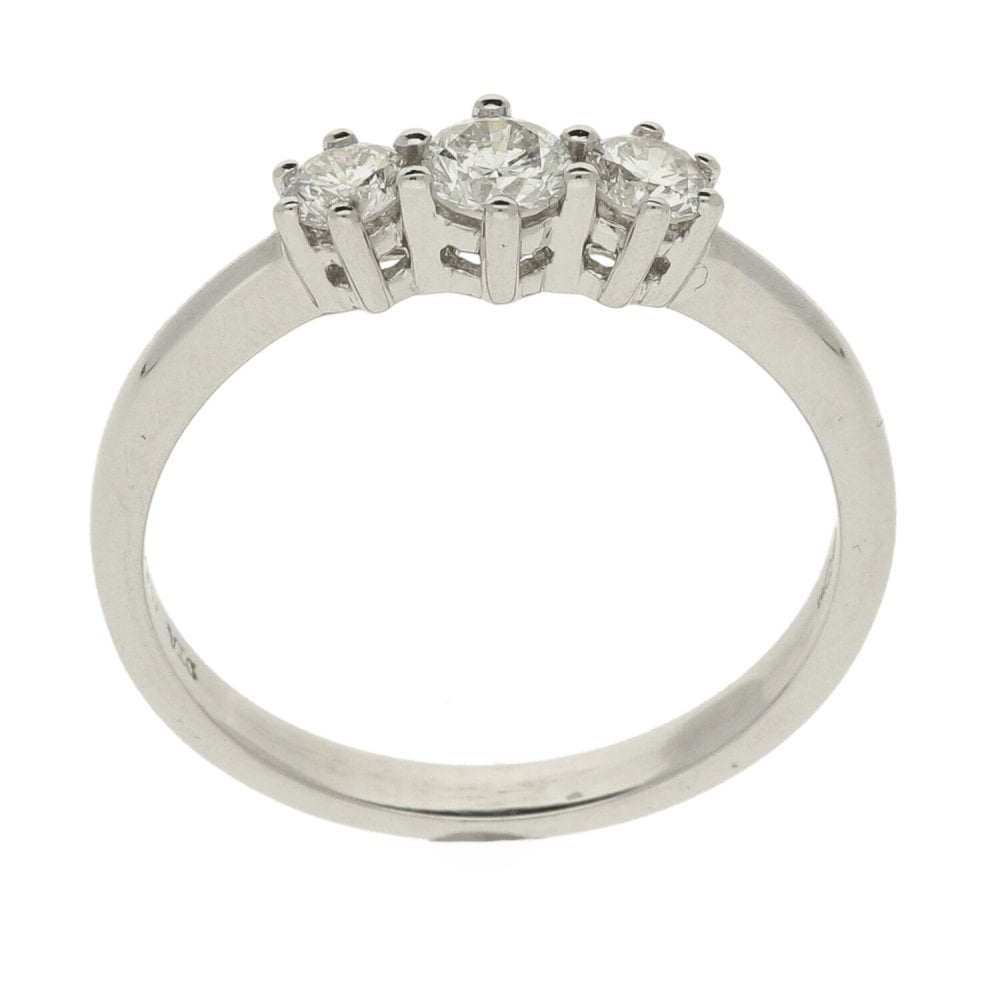 9ct White Gold Diamond Trilogy Ring - Size Q