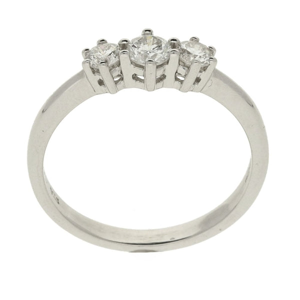 9ct White Gold Diamond Trilogy Ring - Size Q