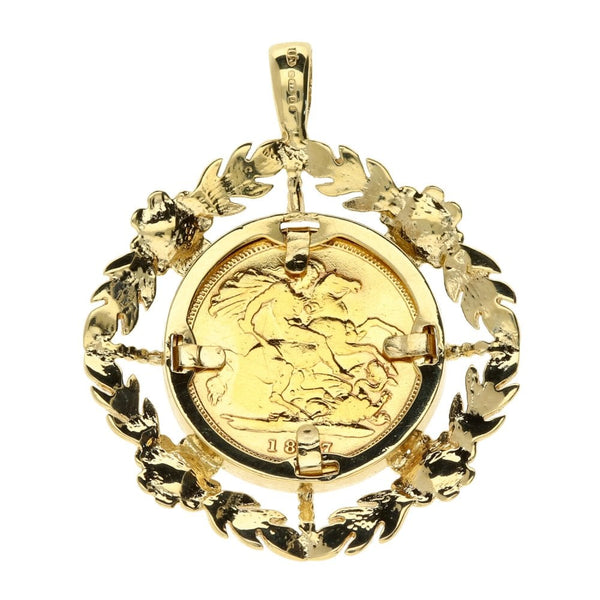 9ct Gold Queen Victoria 1897  Half Sovereign Pendant