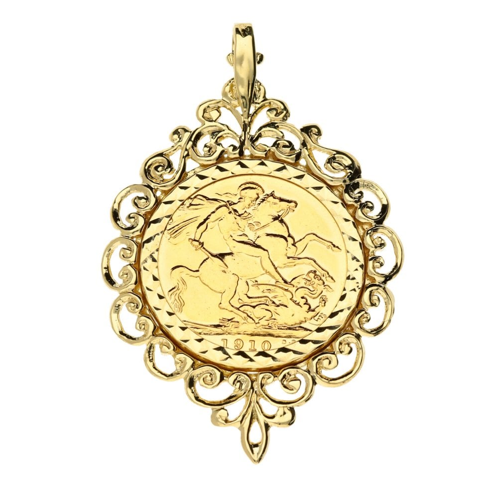 9ct Gold Full Sovereign King Edward VII Coin Pendant